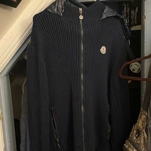 Moncler  sweater  zip up jacket navy blue